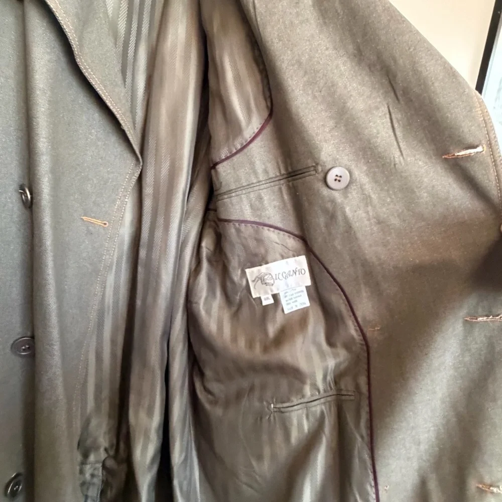 IL Canto Olive Green Denim Trench Coat